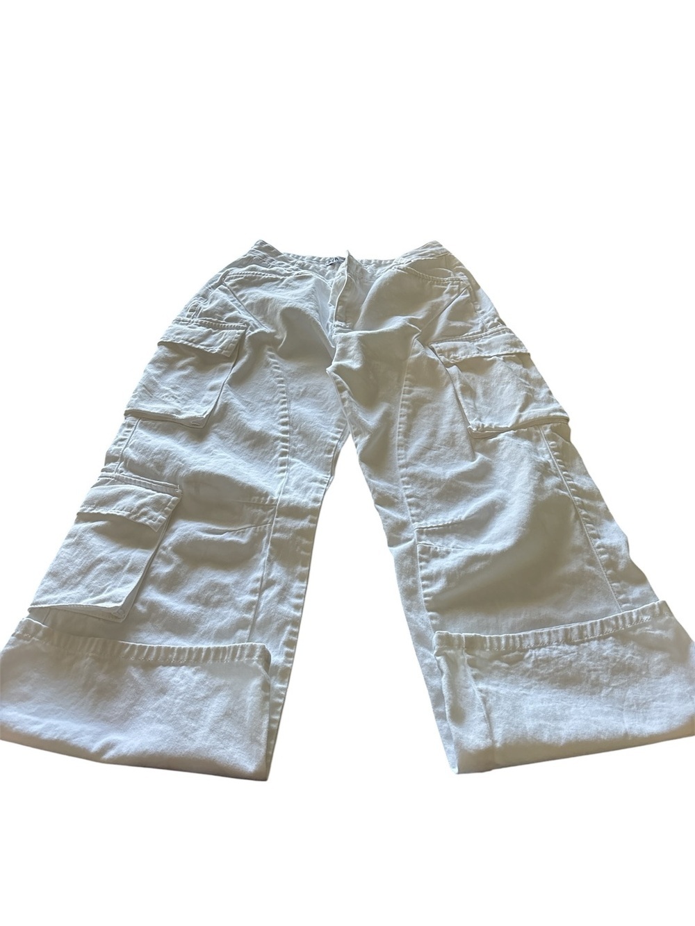 Zara Wide Leg Cargo Pants in White Sz/8 - Picture 7 of 16